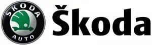 Weißer Hintergrund, Skoda-Logo.