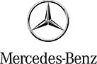 Mercedes-Benz-Logo auf einem sauberen weissen Hintergrund.